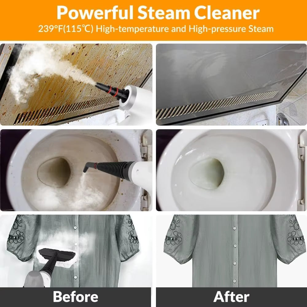 Handheld Pressurized Steam Cleaner with 12 Pcs Accessories